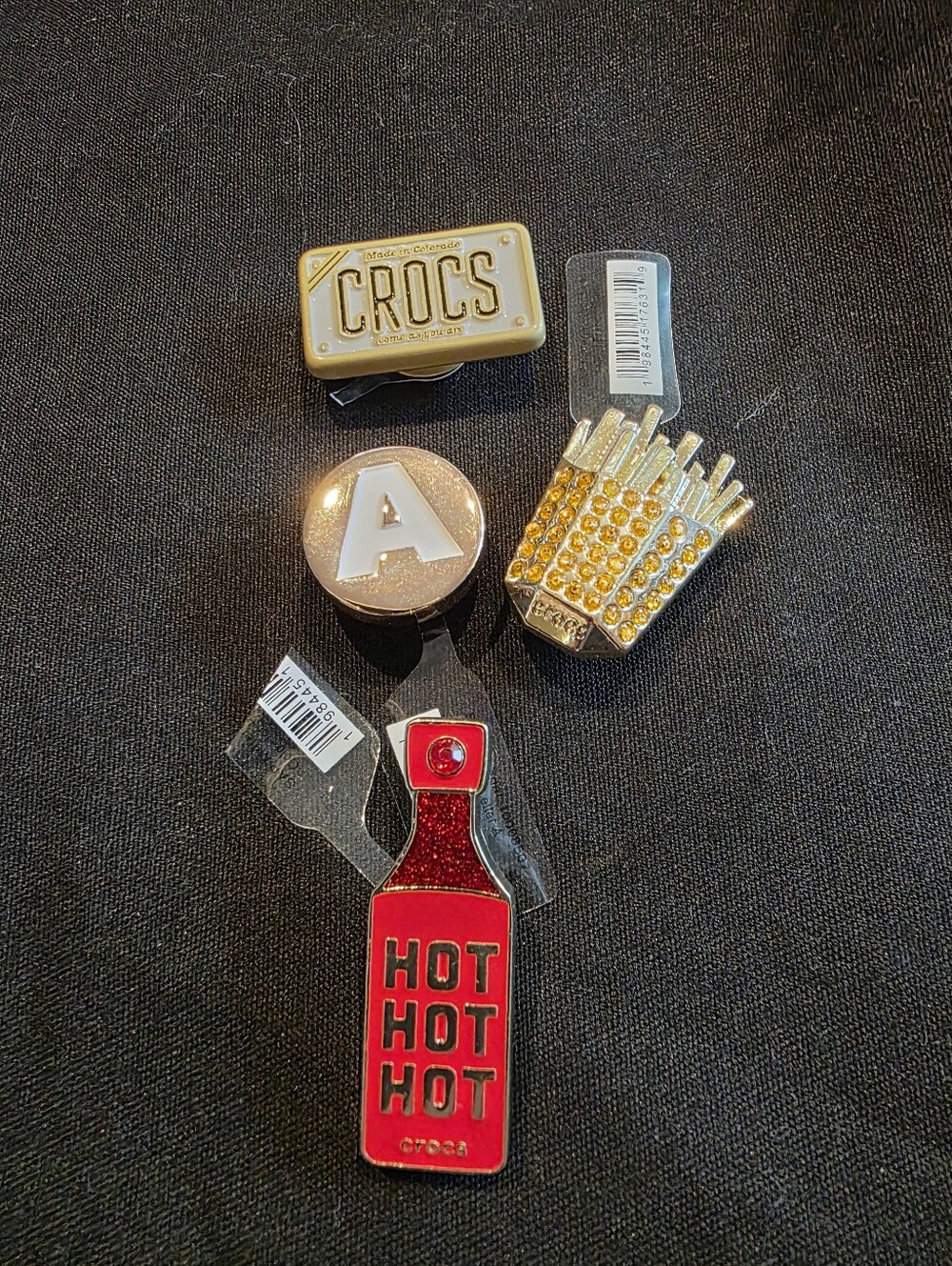 Crocs Shoes Charms Letter "A" Hot Sause CROCS French Fry Lot Of 4 New